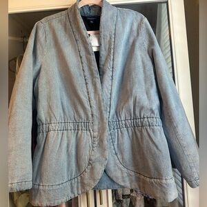 Pure Jill indigo curved-hem denim jacket